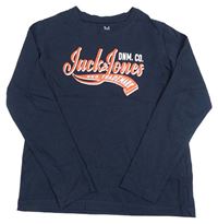 Tmavomodré tričko s nápisom Jack & Jones