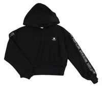 Čierna crop mikina s nášivkou a kapucňou River Island