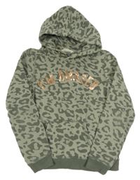 Zelenošedá vzorovaná mikina s nápisem a kapucí H&M