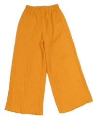 Oranžové rebrované wide leg ľahké nohavice Zara