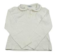 Bílé polo triko s límečkem s kamínky Mayoral