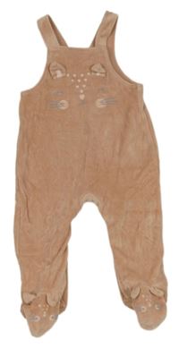 Starorůžové sametové dupačky s kočkou George