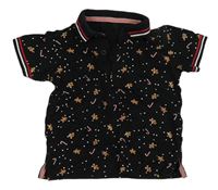 Čierne polo tričko s perníčky a hůlkami Matalan