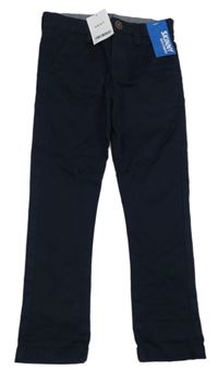 Nové - Tmavomodré plátěné chino kalhoty Next