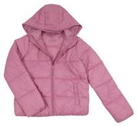 Ružová šušťáková zimná bunda s kapucňou Primark