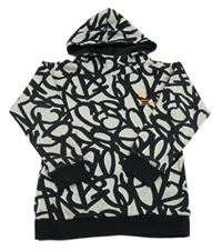 Sivo-čierna vzorovaná mikina s nápisom a kapucňou Nutmeg