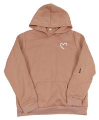 Staroružová mikina so srdcem a kapucňou Shein