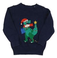 Tmavomodrý sveter s dinosaurom Miniclub