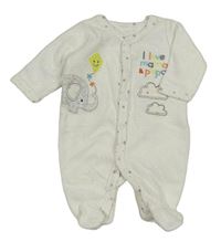 Bílý sametový overal s mraky a slonem C&A