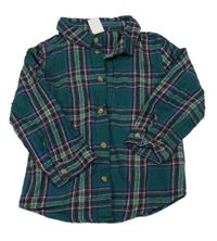 Tmavozeleno-barevná kostkovaná flanelová košile H&M