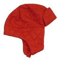 Červená prošívaná šusťáková beranice se srdíčky H&M