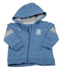 Modrá melírovaná prepínaci mikina s číslom a kapucňou S. Oliver