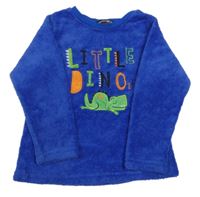 Modrá chlupatá pyžamová mikina s dinosaurem