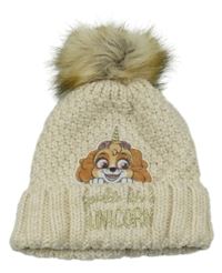 Béžová pletená čepice se Skye a bambulí C&A