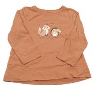 Hnedé tričko s líškou a ježkom Topolino