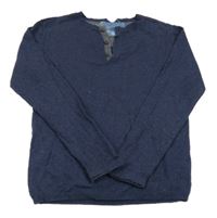 Tmavomodrý vlnený ľahký sveter s gombíkmi Zara