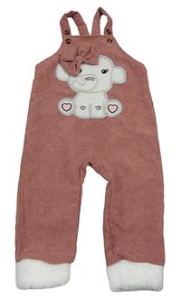 Staroružové rebrované na traké nohavice so slonom