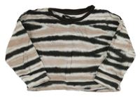 Bielo-čierno-pudrová batikovaná crop mikina Firetrap