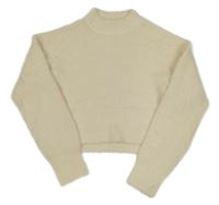 Svetlobéžový chlpatý crop sveter New Look