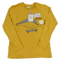 Nové - Okrové triko s dinosaurem Sfera
