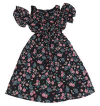 Čierne kvetované šifónové šaty Page One Young