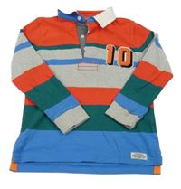 Červeno-šedo-modré pruhované polo triko s číslem M&S