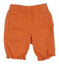 Korálové plátěné capri kalhoty