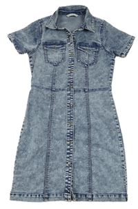 Modré riflové propínací košilové šaty George