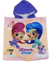 Meruňkovo-ružovo-fialové osuškové pončo so Shimmer so Shine a kapucňou