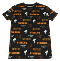 Černé sportovní tričko s Pikachu a nápisy