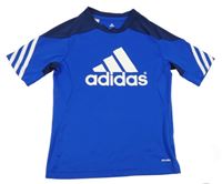 Safírovo-tmavomodré sportovní funkční tričko s logem Adidas