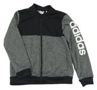 Tmavošedo-černá sportovní propínací funkční mikina Adidas