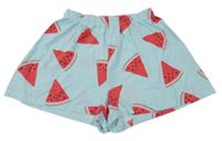 Svetlomodré bavlnené sukňové kraťasy s melónmi H&M