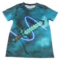 Tmavozelené sportovní tričko s Minecraft mečem