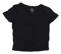 Čierne rebrované crop tričko H&M