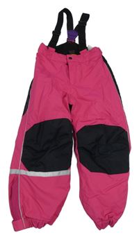 Fuchsiovo-černé šusťákové oteplovačky s kšandami H&M