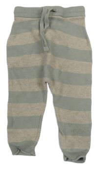 Světlezeleno-sivé pruhované pletené tepláky H&M