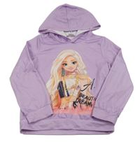 Lila ľahká mikina s Barbie a kapucňou