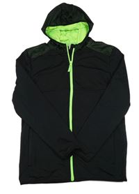 Černo-zelená sportovní propínací mikina s kapucí Yigga