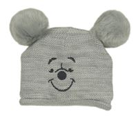 Sivá pletená čapica s Púem a bambulemi George