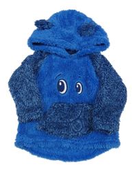 Modro-tmavomodrá chlupatá čepice s příšerkou a kapucí Ergee
