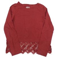 Vínové triko s krajkou Pepperts