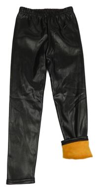 Černé lesklé zateplené legíny 