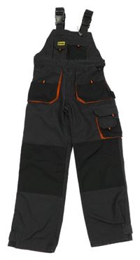 Černo-šedé laclové pracovní kalhoty s kapsami 