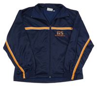 Tmavomodrá športová prepínaci mikina s oranžovým pruhom