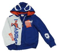 Safírovo-svetlomodrá prepínaci mikina so Spidermanem a kapucňou Marvel