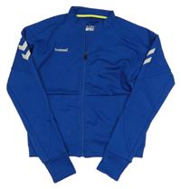 Modrá propínací sportovní funkční mikina s logem Hummel