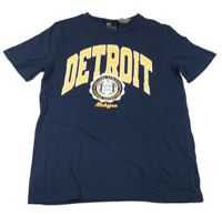 Tmavomodré tričko s nápisem H&M