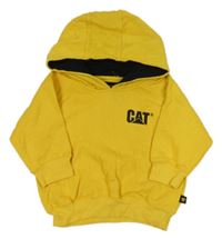 Žltá mikina s nápisom a kapucí - CAT