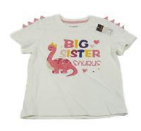 Nové - Biele tričko s nápisom a dinem